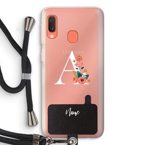 CaseCompany Pink Bouquet: Samsung Galaxy A20e Transparant Hoesje met koord