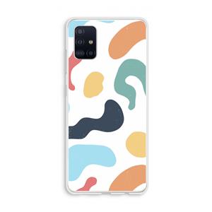 CaseCompany Memphis Shapes Blue: Galaxy A51 4G Transparant Hoesje