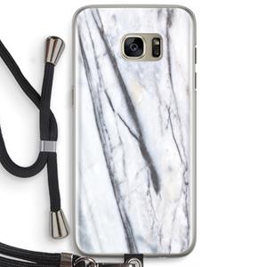 CaseCompany Gestreepte marmer: Samsung Galaxy S7 Edge Transparant Hoesje met koord