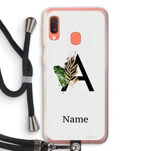 CaseCompany Charcoal Flora: Samsung Galaxy A20e Transparant Hoesje met koord
