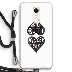CaseCompany Big butt bigger heart: Xiaomi Redmi 5 Transparant Hoesje met koord