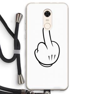 CaseCompany Middle finger white: Xiaomi Redmi 5 Transparant Hoesje met koord