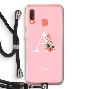CaseCompany Pink Bouquet: Samsung Galaxy A20e Transparant Hoesje met koord