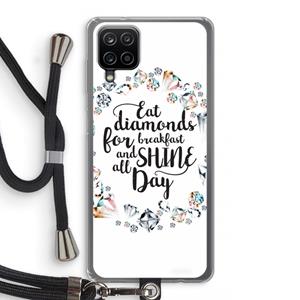 CaseCompany Diamonds: Samsung Galaxy A12 Transparant Hoesje met koord
