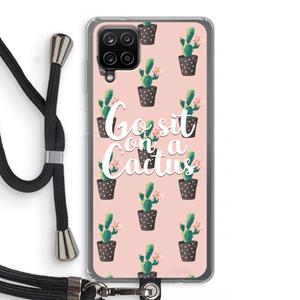 CaseCompany Cactus quote: Samsung Galaxy A12 Transparant Hoesje met koord