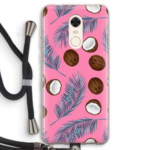 CaseCompany Kokosnoot roze: Xiaomi Redmi 5 Transparant Hoesje met koord