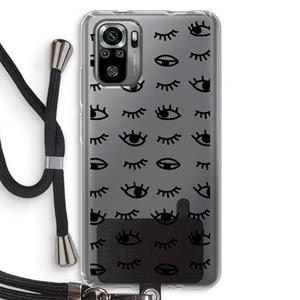CaseCompany Eye pattern #2: Xiaomi Redmi Note 10S Transparant Hoesje met koord