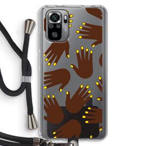 CaseCompany Hands dark: Xiaomi Redmi Note 10S Transparant Hoesje met koord