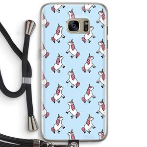 CaseCompany Eenhoorns overal: Samsung Galaxy S7 Edge Transparant Hoesje met koord