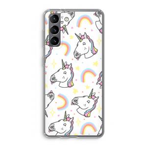CaseCompany Rainbow Unicorn: Samsung Galaxy S21 Transparant Hoesje
