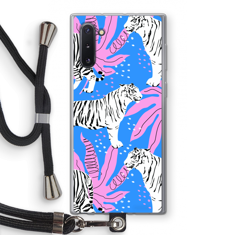 CaseCompany Tijger: Samsung Galaxy Note 10 Transparant Hoesje met koord