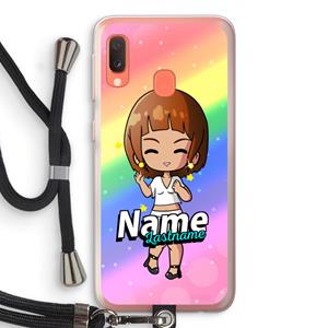 CaseCompany Chibi Maker vrouw: Samsung Galaxy A20e Transparant Hoesje met koord