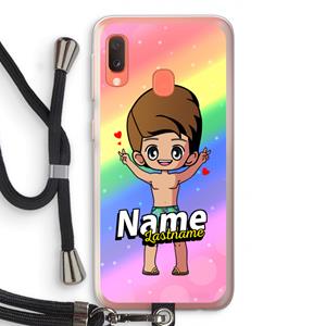 CaseCompany Chibi Maker man: Samsung Galaxy A20e Transparant Hoesje met koord