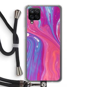 CaseCompany Paarse stroom: Samsung Galaxy A12 Transparant Hoesje met koord
