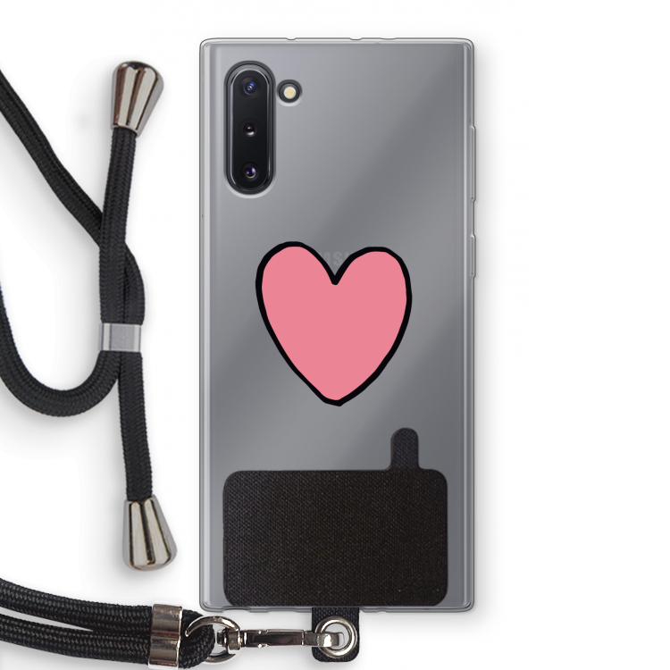CaseCompany Hartje: Samsung Galaxy Note 10 Transparant Hoesje met koord