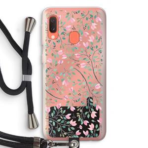 CaseCompany Sierlijke bloemen: Samsung Galaxy A20e Transparant Hoesje met koord