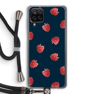 CaseCompany Framboosjes: Samsung Galaxy A12 Transparant Hoesje met koord