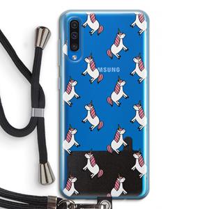 CaseCompany Eenhoorns overal: Samsung Galaxy A50 Transparant Hoesje met koord