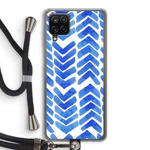CaseCompany Blauwe pijlen: Samsung Galaxy A12 Transparant Hoesje met koord