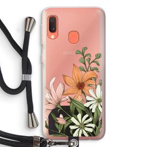 CaseCompany Floral bouquet: Samsung Galaxy A20e Transparant Hoesje met koord