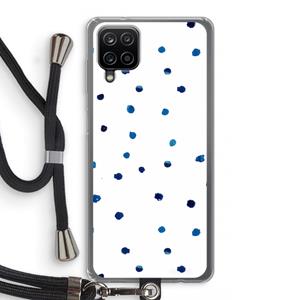 CaseCompany Blauwe stippen: Samsung Galaxy A12 Transparant Hoesje met koord