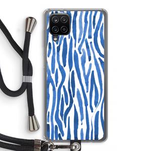 CaseCompany Blauwe nerven: Samsung Galaxy A12 Transparant Hoesje met koord