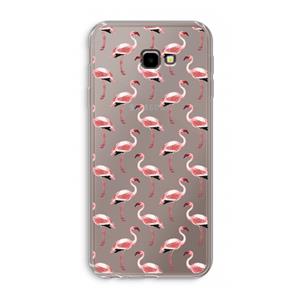 CaseCompany Flamingoprint groen: Samsung Galaxy J4 Plus Transparant Hoesje