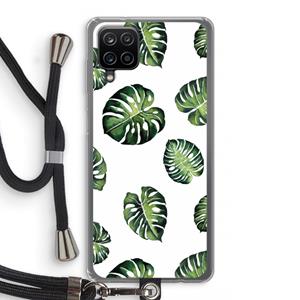 CaseCompany Tropische bladeren: Samsung Galaxy A12 Transparant Hoesje met koord