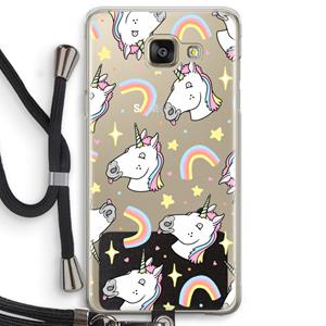 CaseCompany Rainbow Unicorn: Samsung Galaxy A5 (2016) Transparant Hoesje met koord