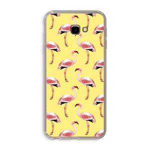 CaseCompany Flamingo's geel: Samsung Galaxy J4 Plus Transparant Hoesje