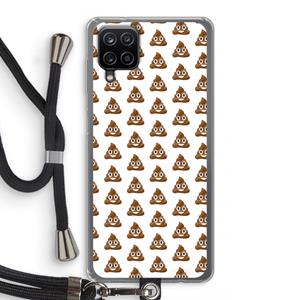 CaseCompany Poop emoji: Samsung Galaxy A12 Transparant Hoesje met koord