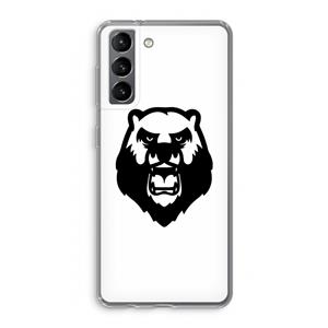 CaseCompany Angry Bear (white): Samsung Galaxy S21 Transparant Hoesje