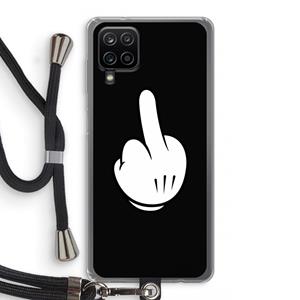 CaseCompany Middle finger black: Samsung Galaxy A12 Transparant Hoesje met koord