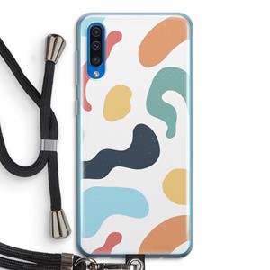 CaseCompany Memphis Shapes Blue: Samsung Galaxy A50 Transparant Hoesje met koord