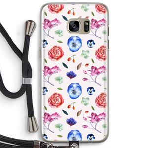 CaseCompany Bloemetjes: Samsung Galaxy S7 Edge Transparant Hoesje met koord