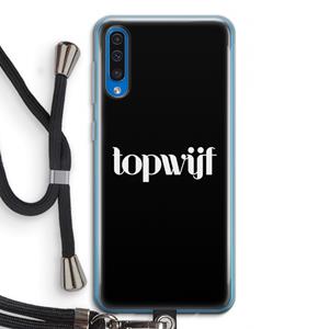 CaseCompany Topwijf Zwart: Samsung Galaxy A50 Transparant Hoesje met koord