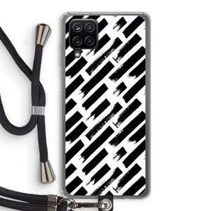 CaseCompany Zwarte vegen: Samsung Galaxy A12 Transparant Hoesje met koord