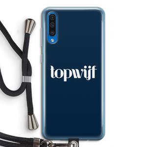 CaseCompany Topwijf Navy: Samsung Galaxy A50 Transparant Hoesje met koord
