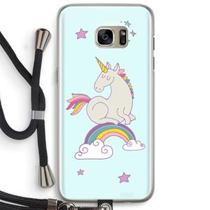 CaseCompany Regenboog eenhoorn: Samsung Galaxy S7 Edge Transparant Hoesje met koord