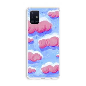 CaseCompany Roze wolken met vogels: Galaxy A51 4G Transparant Hoesje