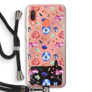 CaseCompany Bloemetjes: Samsung Galaxy A20e Transparant Hoesje met koord