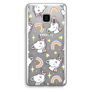 CaseCompany Rainbow Unicorn: Samsung Galaxy S9 Transparant Hoesje