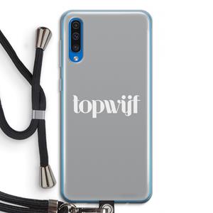 CaseCompany Topwijf Grijs Wit: Samsung Galaxy A50 Transparant Hoesje met koord