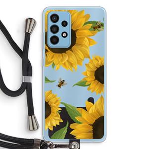 CaseCompany Sunflower and bees: Samsung Galaxy A52 Transparant Hoesje met koord
