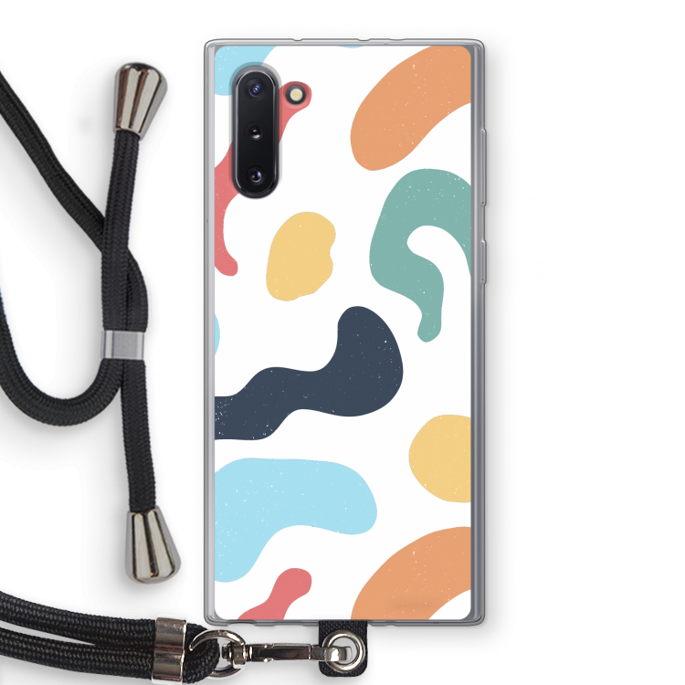 CaseCompany Memphis Shapes Blue: Samsung Galaxy Note 10 Transparant Hoesje met koord