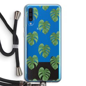 CaseCompany Monstera leaves: Samsung Galaxy A50 Transparant Hoesje met koord