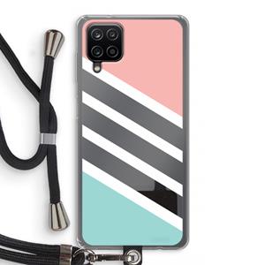 CaseCompany Strepen pastel: Samsung Galaxy A12 Transparant Hoesje met koord