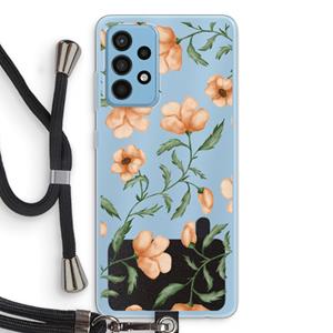 CaseCompany Peachy flowers: Samsung Galaxy A52 Transparant Hoesje met koord