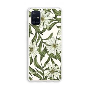 CaseCompany Wit bloemenpatroon: Galaxy A51 4G Transparant Hoesje