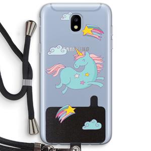 CaseCompany Vliegende eenhoorn: Samsung Galaxy J5 (2017) Transparant Hoesje met koord